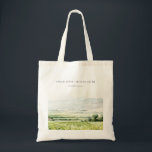 Modern Chic Watercolor Vineyard Landscape Wedding Tote Bag<br><div class="desc">Modern Chic Watercolor Vineyard Landscape Theme Collection.- it's an elegant script watercolor Illustration of modern vineyard with mountains at the back, Perfect for your Vineyard destination wedding & parties. It’s very easy to customise, with your personal details. If you need any other matching product or customisation, kindly message via Zazzle....</div>