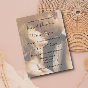 modern chic wedding day photo overlay Invitation Postcard