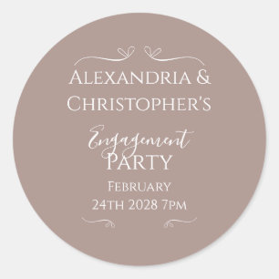 Modern Chic Wedding Engagement Party Classic Round Sticker
