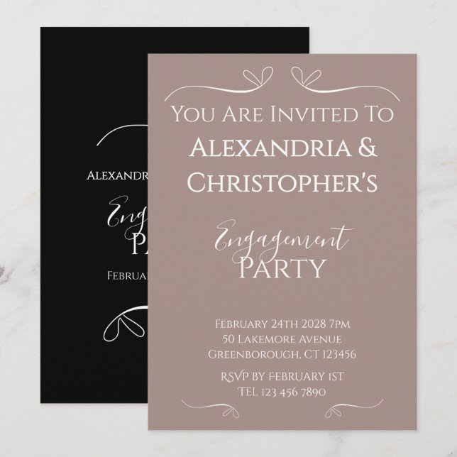 Modern Chic Wedding Engagement Party Invitation (Front/Back)