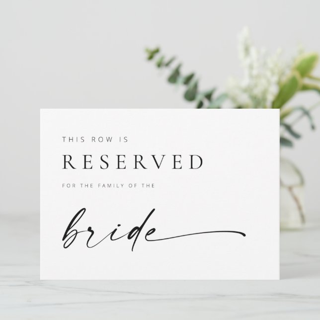 Modern Chic Wedding Reserved Seat Sign (Standing Front)