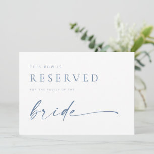 Modern Chic Wedding Reserved Seat Sign   Blue