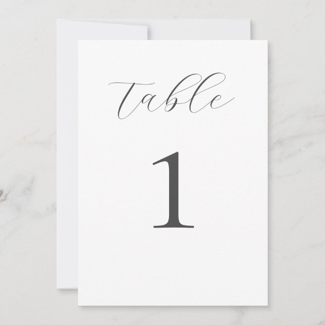 Modern Chic Wedding Table Number Flat Card (Front)