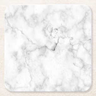 modern chic white and black marble   square paper coaster