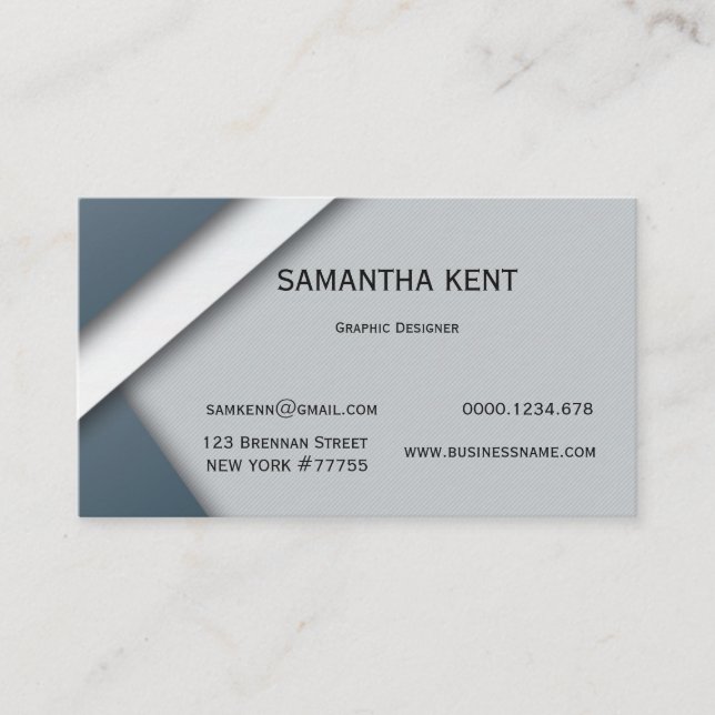 Modern chic white and grey business card (Front)