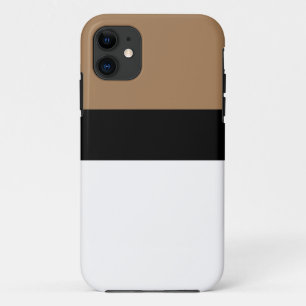 Modern Chic White Black Mocha Brown Colour Block iPhone 11 Case