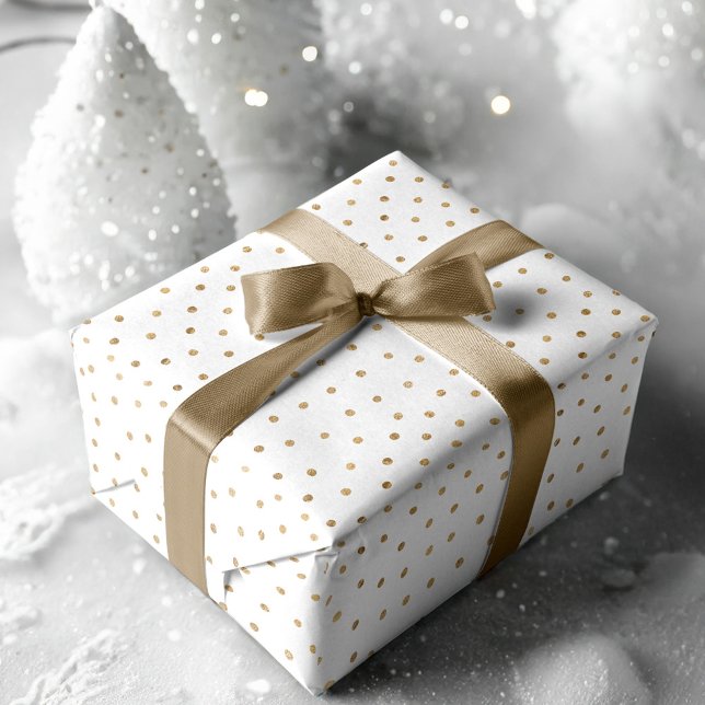 Modern Chic White Faux Gold Stripe, Chevron & Dots Wrapping Paper Sheet (Modern Chic White Faux Gold Stripe, Chevron & Dots Wrapping Paper Sheets)