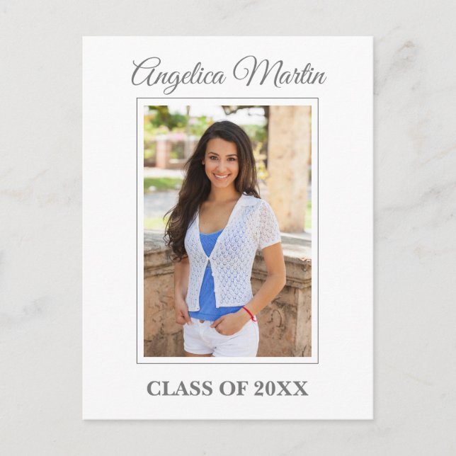 Modern Chic White Graduation Party Photo Postcard (Front)