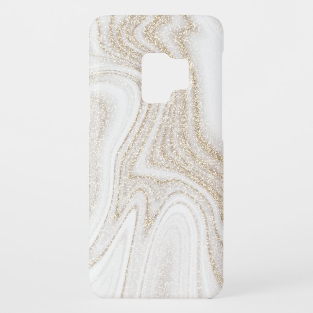 Modern chic white marble gold glitter Case-Mate samsung galaxy case (Back)
