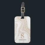 Modern chic white marble gold glitter monogram luggage tag<br><div class="desc">Modern chic white marble gold glitter monogram luggage tag</div>