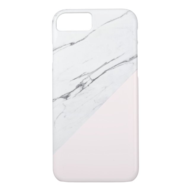 Modern chic white marble with pink accent colour Case-Mate iPhone case (Back)