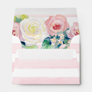 MODERN Chic Wide Stripes w Roses A6 Wedding Invite Envelopes