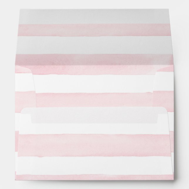 MODERN Chic Wide Stripes w Roses A7 Wedding Invite Envelope (Back (Bottom))