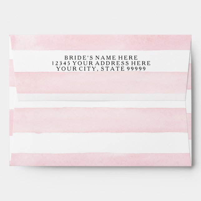 MODERN Chic Wide Stripes w Roses A7 Wedding Invite Envelopes (Back (Top Flap))