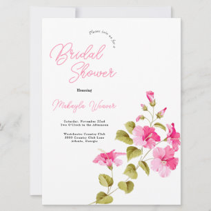 Modern chic wild flowers script bridal shower invitation