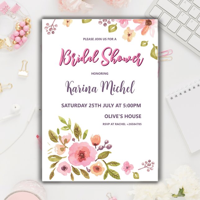 Modern Chic Wildflower Bridal Shower Invitation (Creator Uploaded)