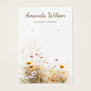 Modern chic wildflower floral earring display card