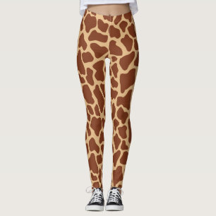Modern Chic Wildlife Giraffe Animal Print Pattern Leggings