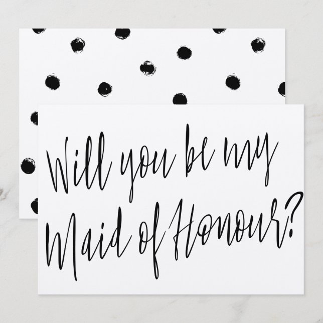 Modern Chic "Will you be my maid of honour" Invitation (Front/Back)