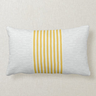 Modern chic yellow and grey stripes pillow
