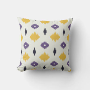 Modern chic yellow and purple ikat pillow
