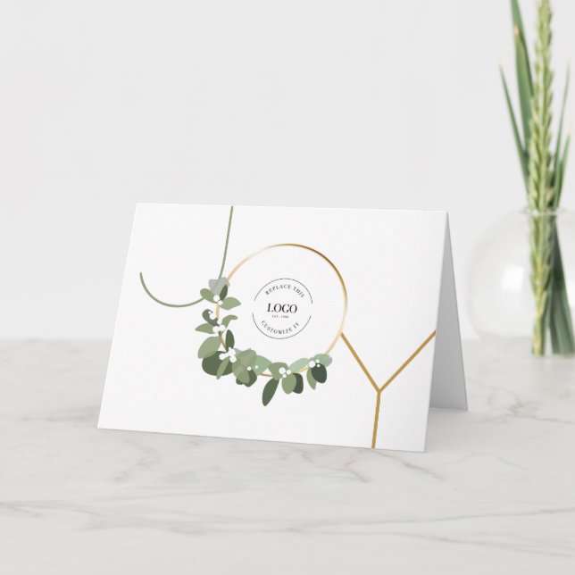Modern Chic Your logo Joy Business Christmas Holiday Card (Front)