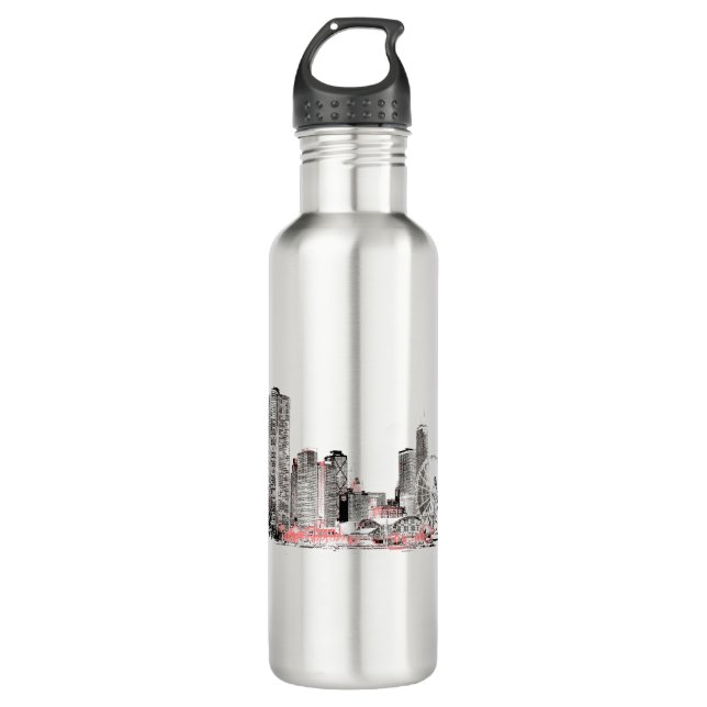 Modern Chicago Skyline 710 Ml Water Bottle (Front)