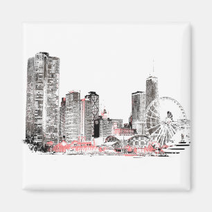 Modern Chicago Skyline Magnet