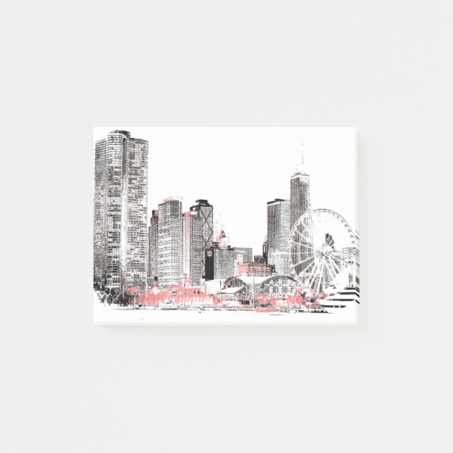 Modern Chicago Skyline Post-it Notes (Front)