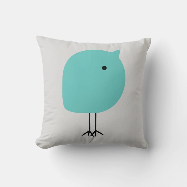Modern Chick Baby Nursery Pillow, Turquoise & Grey Cushion (Front)