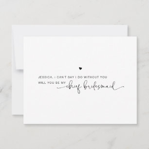 Modern Chief Bridesmaid Black White Proposal Card