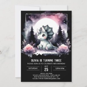 Modern Children Triceratops Birthday Invitation