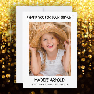Modern Child's Pageant Thank You Photo White Card