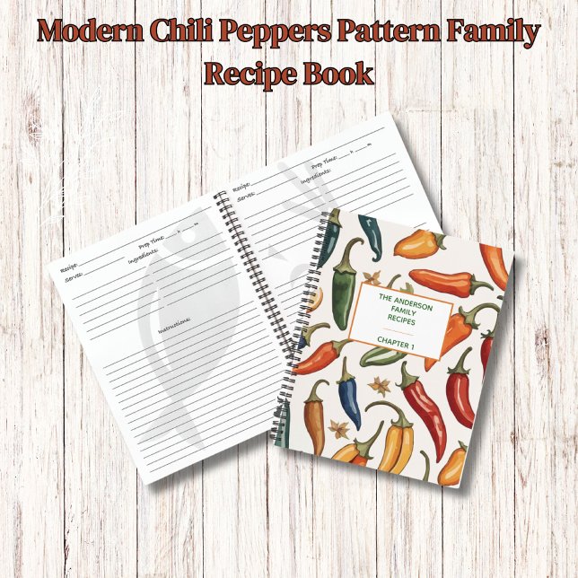 Modern Chilli Peppers Pattern Family Recipe Book (Creator Uploaded)