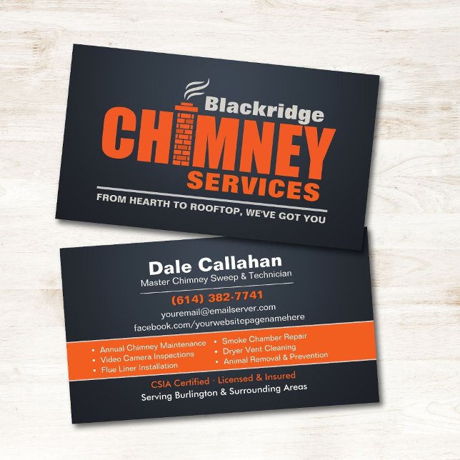Modern Chimney Sweep & Fireplace Services Business Card (Creator Uploaded)