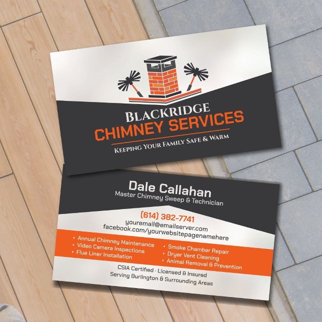 Modern Chimney Sweep & Fireplace Services Business Card (Creator Uploaded)