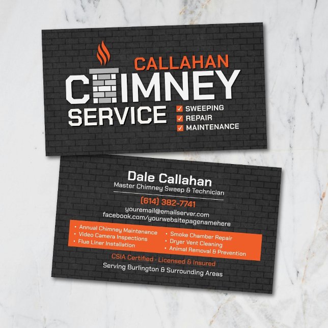 Modern Chimney Sweep & Fireplace Services Business Card (Creator Uploaded)
