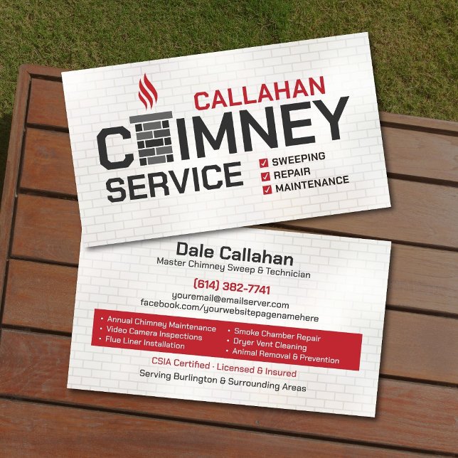 Modern Chimney Sweep & Fireplace Services Business Card (Creator Uploaded)