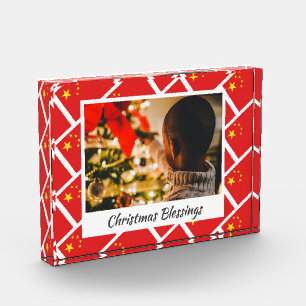 Modern CHINA FLAG Christmas Keepsake Photo Block