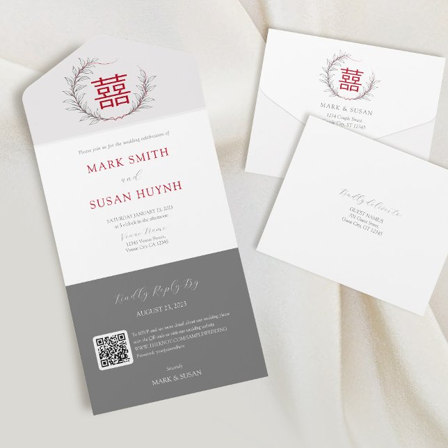 Modern Chinese All in One Wedding Invitation (RED) (Creator Uploaded)