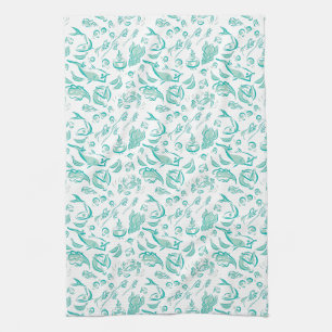 Modern Chinese Cuisine Ink Drawing Kitchen Towel