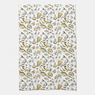 Modern Chinese Cuisine Ink Drawing Kitchen Towel