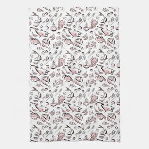 Modern Chinese Cuisine Ink Drawing Kitchen Towel