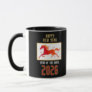 Modern Chinese Fire Horse New Year 2026 Mug