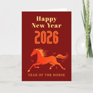 Modern Chinese Horse New Year 2026 Card
