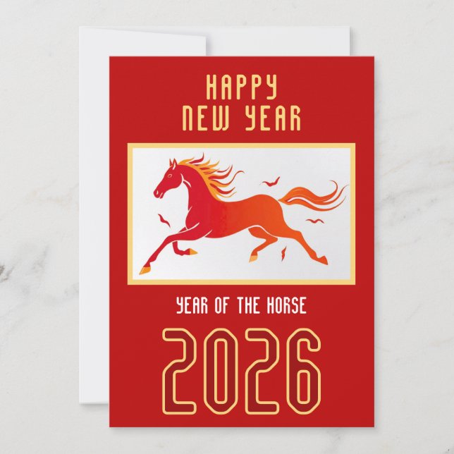 Modern Chinese Horse New Year 2026  Holiday Card (Front)