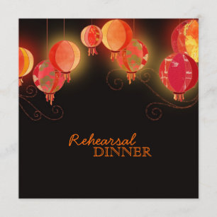 Modern Chinese Lanterns Wedding Rehearsal Dinner Invitation