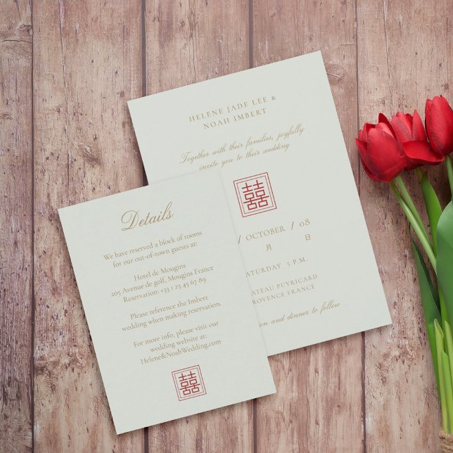 Modern Chinese Minimalist Wedding Detail Info  Enclosure Card (Creator Uploaded)