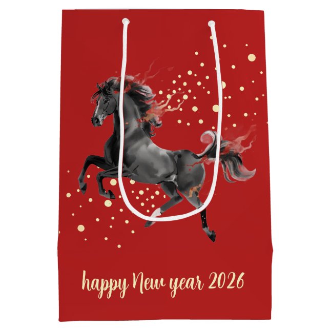 Modern Chinese New Year 2026 Horse New Year Medium Gift Bag (Back)