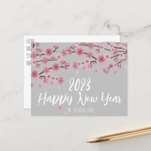 Modern Chinese New Year Cherry Blossom 2023 Postcard